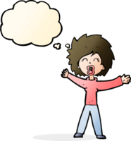 cartoon woman shouting with thought bubble png