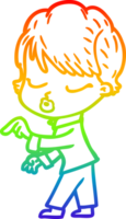 Regenbogen-Gradientenlinie Zeichnung Cartoon-Frau mit geschlossenen Augen png