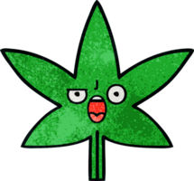 retro grunge texture cartoon marijuana leaf png