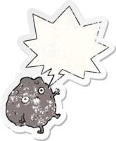 cartoon rock falling and speech bubble distressed sticker png