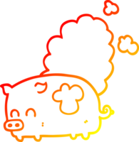 warm gradient line drawing cartoon smelly pig png