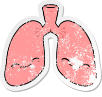 distressed sticker of a cartoon lungs png