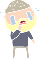 flat color style cartoon bearded man crying png