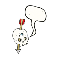 speech bubble textured cartoon magic skull with arrow through brain png