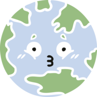 flat color retro cartoon planet earth png