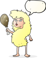 discurso bolha desenho animado mulher das cavernas com carne png