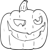 svart och vit tecknad serie halloween pumpa png