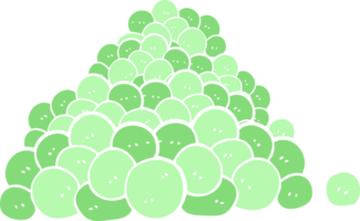 flat color illustration of a cartoon peas in pod png