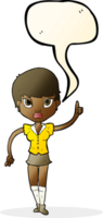 cartoon pretty woman with idea with speech bubble png