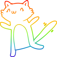 rainbow gradient line drawing cartoon dancing cat png