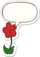 fleur de dessin animé et autocollant bulle png