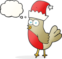 thought bubble cartoon robin in christmas hat png