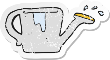 retro distressed sticker of a cartoon watering can png