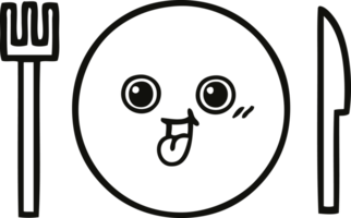 line drawing cartoon dinner plate png