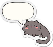 chat de dessin animé et autocollant de bulle de dialogue png