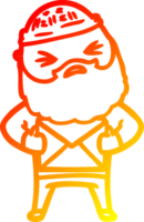 homem de desenho animado de desenho de linha de gradiente quente com barba png