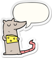 cartoon mouse and cheese and speech bubble sticker png