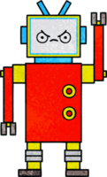 robot de dessin animé de texture grunge rétro png