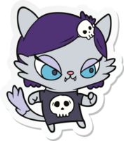 sticker of a cartoon tough cat girl png