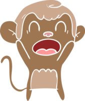 macaco de desenho animado de estilo de cor plana gritando png