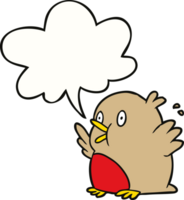 cartoon over excited robin and speech bubble png