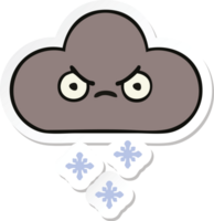 sticker of a cute cartoon storm snow cloud png