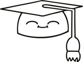 sombrero de graduación de dibujos animados de dibujo lineal png