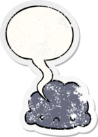 nuage de dessin animé et autocollant en détresse bulle png