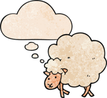 cartoon sheep and thought bubble in grunge texture pattern style png