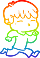 dibujo de línea de gradiente de arco iris chico curioso de dibujos animados png