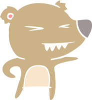 desenho animado de estilo de cor plana de urso bravo png