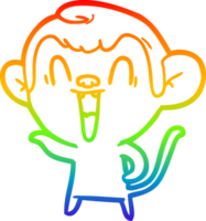 rainbow gradient line drawing cartoon laughing monkey png