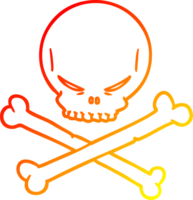 warm gradient line drawing cartoon skull and crossbones png