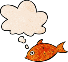 cartoon fish and thought bubble in grunge texture pattern style png