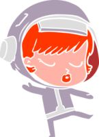 flat color style cartoon pretty astronaut girl dancing png