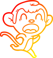 warm gradient line drawing shouting cartoon monkey running png