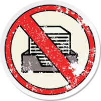 distressed sticker of a cute cartoon paperless office symbol png