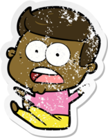 distressed sticker of a cartoon shocked man png