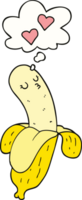 cartoon banana in love and thought bubble png