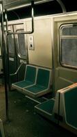 An empty train car in the metro underground video