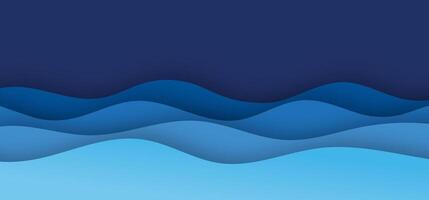 blue sea wave papercut style background vector