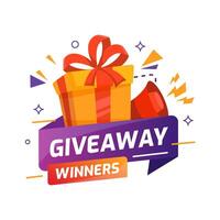 Giveaway winners poster template design for social media post or website banner vector