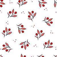 Merry Christmas, Berry seamless background with holly berries for greeting cards, rolling paper. Seamless winter pattern vector