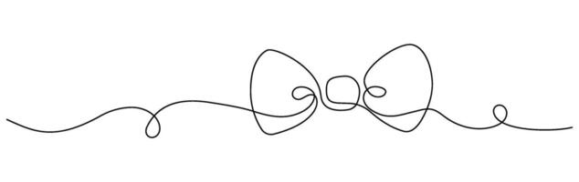 Bow tie one continuous line drawing abstract black and white minimal single line art vector