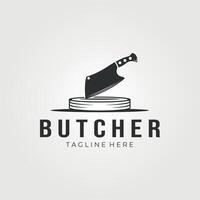 Butchery meat shop with Cleaver and Chefs knives. Logo template design for meat business - shop, market, restaurant or design, sign and symbol vector