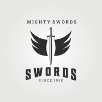 swords logo concept vintage illustration design vector