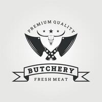 butchery logo vintage illustration, template for business market-shop vector