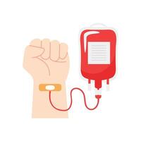 blood bag and hand Health Care Concept vector