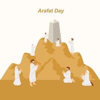 Muslim pilgrims praying in arafat day vector
