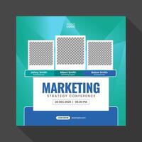 Marketing conference social media post template vector